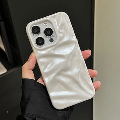 Pearl White Textured Case For iPhone | Stylish Glossy Soft TPU Phone Back Cover