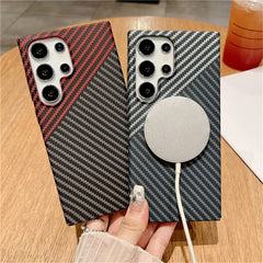 Thin Magnetic Carbon Fiber Texture Case For Samsung Galaxy