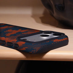 Orange Blue Camo Dual-Layer MagSafe Case  For iPhone | Tactical Double-Layer Shockproof Phone Cover
