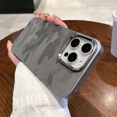 Camouflage Leather Cooling Case for iPhone | Shockproof Tactical Camo Bumper | Heat Dissipation Leather Phone Cover
