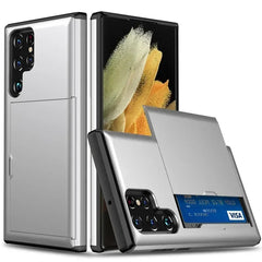 Heavy Duty Shockproof Phone Case With Card Holder Cover For Samsung Galaxy