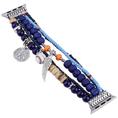 Boho Colorful Beaded Bracelet Band with Silver Charms  For Apple Watch | Jewelry Strap