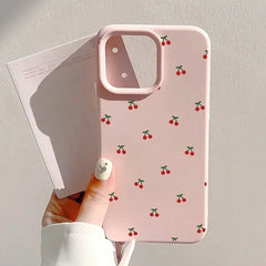 Cute Cherry Print Silicone Phone Cover For iPhone