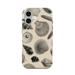 Aesthetic Summer Beach Case for iPhone | Trendy Coastal Seashell Palm Tree Double-layer Back Cover