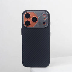 Carbon Fiber Texture Case for iPhone | Alloy Lens MagSafe Phone Cover