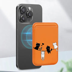 Cute Cat Print Magnetic Card Holder | MagSafe Wallet Cover