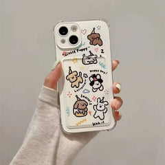 Cute Dog and Cat Phone Case For IPhone | Card Wallet Phone Cover