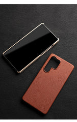 Cowhide Leather Magnetic Case for Samsung Galaxy