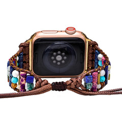Boho Natural Stone Beaded Watch Band For Apple Watch | Handcrafted Imperial Jasper Bracelet Strap