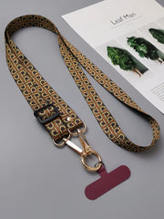 Universal Oriental Aesthetic Phone Lanyard | Vintage Pattern Fabric Crossbody Neck Strap | Adjustable Anti-Loss Shoulder Sling with Secure Case Tab Insert