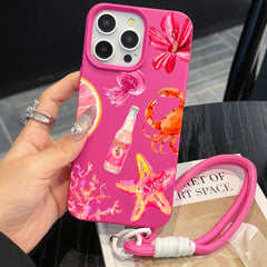 Cute Starfish Phone Case with Lanyard For iPhone