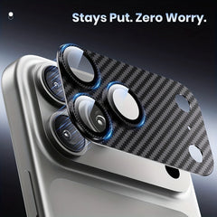 Carbon Fiber Texture Metal Camera Lens Protector for iPhone| Tempered Glass