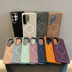 Honeycomb Mesh Cooling MagSafe Case for Samsung Galaxy with Alloy Lens Bracket