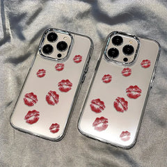 Red Lips Print Phone Case For iPhone | Transparent Soft Back Cover