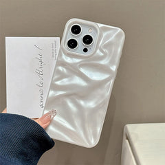 Pearl White Textured Case For iPhone | Stylish Glossy Soft TPU Phone Back Cover