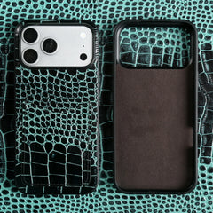 Leather Case With Card Holder For iPhone | Crocodile Pattern