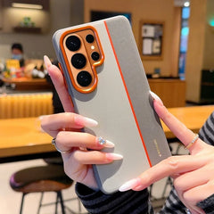 Two-tone Color Faux Leather Phone Case For Samsung