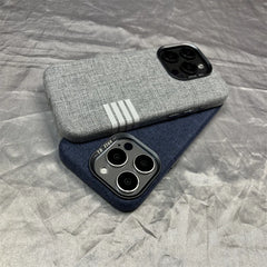 Premium Flax Linen Fabric MagSafe Case For iPhone | Textured Cotton Canvas Alloy Lens Phone Cover