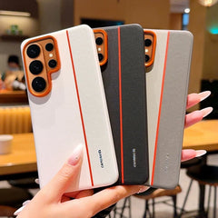 Two-tone Color Faux Leather Phone Case For Samsung