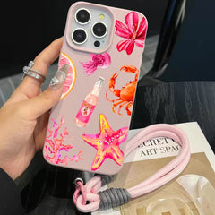 Cute Starfish Phone Case with Lanyard For iPhone