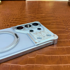 Aluminum Minimalist Bumper MagSafe Ring Kickstand Phone Case for Samsung Galaxy