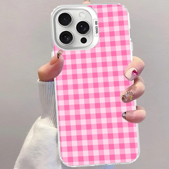 Cute Pink Grid Phone Case For iPhone