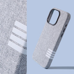 Premium Flax Linen Fabric MagSafe Case For iPhone | Textured Cotton Canvas Alloy Lens Phone Cover