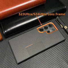 Frosted Alloy Lens Magnetic Phone Case for Samsung Galaxy | Carbon Fibre Texture with Soft Edge Phone Cover