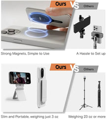 Magnetic Phone Tripod Stand for iPhone | 2-in-1 MagSafe Invisible Selfie Stick | Shockproof Adjustable Angle Extension Pole