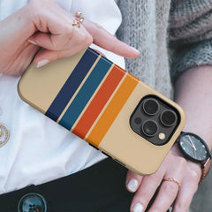 Magnetic Retro Stripe Case for iPhone | Shockproof Hard Acrylic Protective Cover