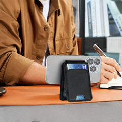PU Leather Magnetic Card Holder With Stand | Credit Card Pocket | Magsafe Card Holder
