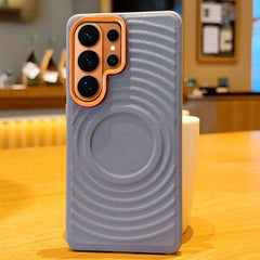 Water Ripple Leather Pattern Magnetic Case for Samsung Galaxy | Orange Lens Frame Cover
