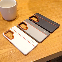 Two-tone Color Faux Leather Phone Case For Samsung