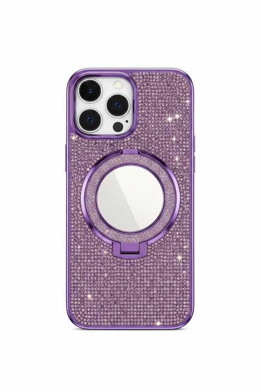 Glitter Rhinestone Mirror Bracket Phone Case For iPhone