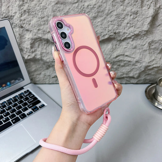 Laser Gradient Magnetic Lanyard Shockproof Case for Samsung Galaxy