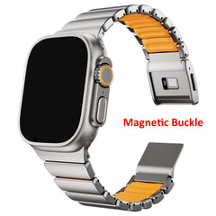 Stainless Steel Silicone Band for Apple Watch | Metal Bracelet for iWatch | Magnetic buckle strap |