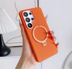 Tech-Woven Fabric Magnetic Phone Case | 360° Ring Stand & MagSafe Compatible Back Cover for Samsung Galaxy