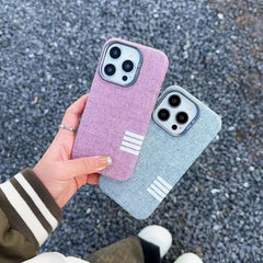 Premium Flax Linen Fabric MagSafe Case For iPhone | Textured Cotton Canvas Alloy Lens Phone Cover