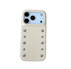 Leather Cover with Round Rivet Bead Phone Case for iPhone
