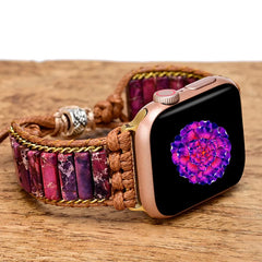 Boho Natural Stone Beaded Watch Band For Apple Watch | Handcrafted Imperial Jasper Bracelet Strap