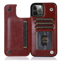 Leather Wallet Case for iPhone with Double Button Card Slot and Kickstand