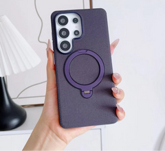 Tech-Woven Fabric Magnetic Phone Case | 360° Ring Stand & MagSafe Compatible Back Cover for Samsung Galaxy