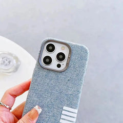 Premium Flax Linen Fabric MagSafe Case For iPhone | Textured Cotton Canvas Alloy Lens Phone Cover