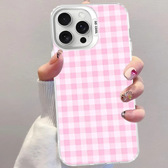 Cute Pink Grid Phone Case For iPhone