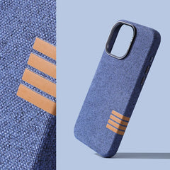 Premium Flax Linen Fabric MagSafe Case For iPhone | Textured Cotton Canvas Alloy Lens Phone Cover