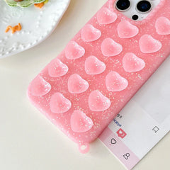 Trendy 3D Heart Suction Cup iPhone Case | Soft Silicone Hands-Free Mirror Selfie Cover