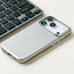 Luggage Style Vertical Groove MagSafe For iPhone | Suitcase Textured Metallic Cover Phone Case