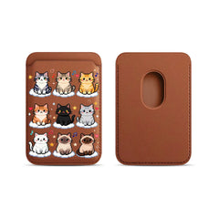 Cute Mosaic Cat Pattern Magnetic Card Holder | MagSafe Wallet Cover