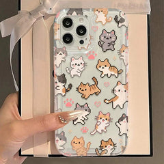 Cute Cat Print Clear Soft Case for iPhone