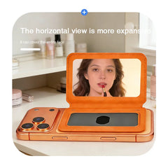 Magnetic Thin Leather Wallet for Phone | Card Holder with Makeup Mirror | MagSafe Wallet